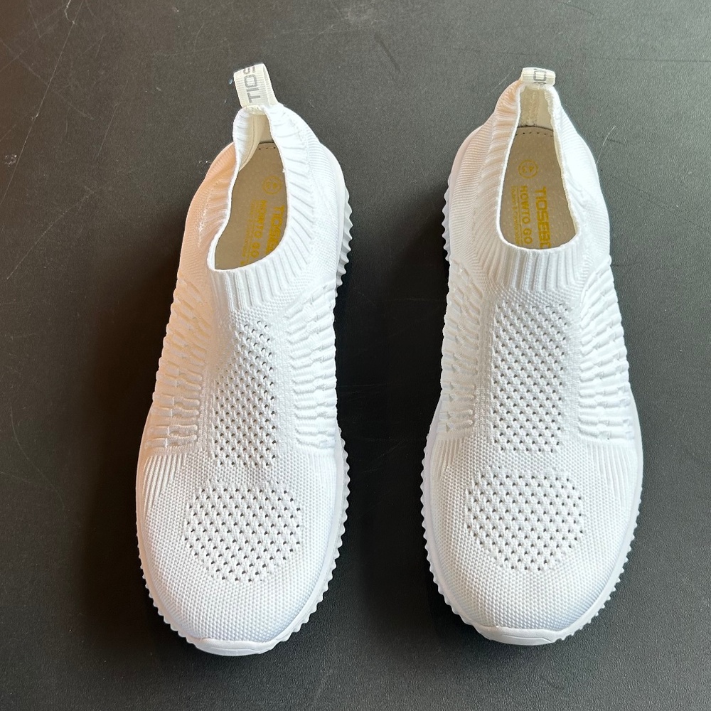 White  TIOSEBON Women's Athletic Walking Shoes Slip On Casual Mesh 11